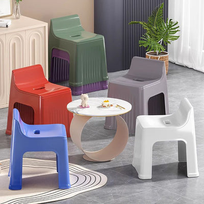 Modern Minimalist Plastic Curved Square Low Stool With Backrest For Living Room