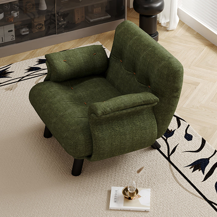 Traditional French Sherpa Fleece Snow Velvet Solid Wood S-Shaped Square Accent Chair With Backrest & Armrests For Living Room
