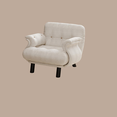 Traditional French Sherpa Fleece Snow Velvet Solid Wood S-Shaped Square Accent Chair With Backrest & Armrests For Living Room