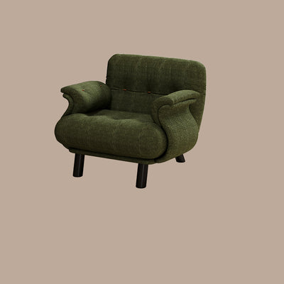 Traditional French Sherpa Fleece Snow Velvet Solid Wood S-Shaped Square Accent Chair With Backrest & Armrests For Living Room