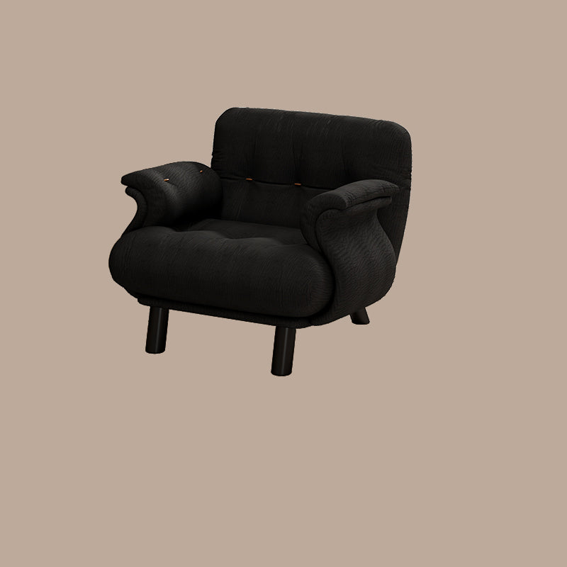 Traditional French Sherpa Fleece Snow Velvet Solid Wood S-Shaped Square Accent Chair With Backrest & Armrests For Living Room