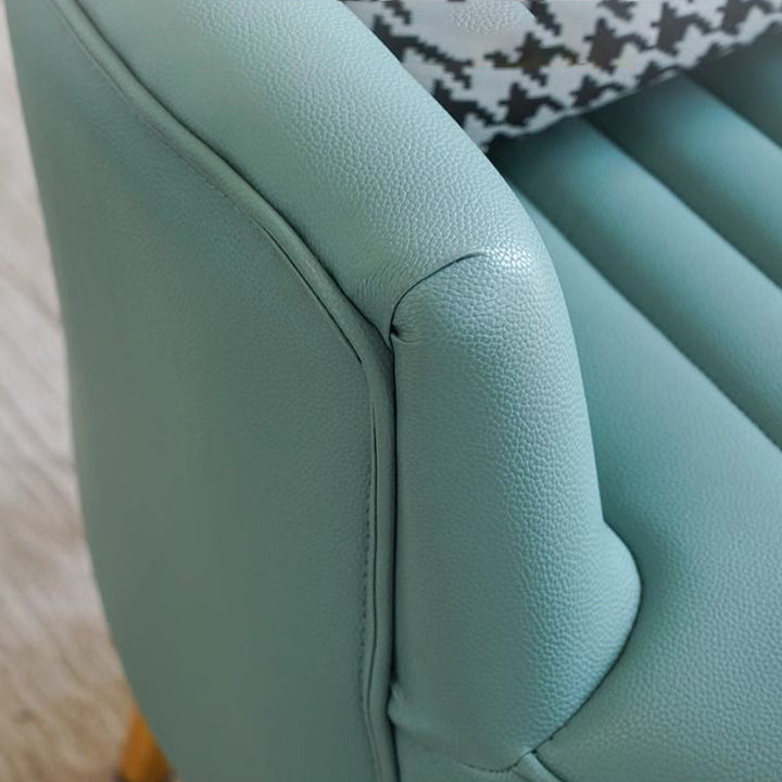 Contemporary Scandinavian Microfiber Leather Metal Round Square Accent Chair With Backrest &amp; Armrests For Living Room