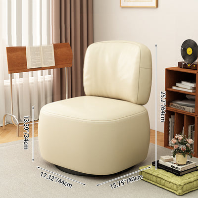Contemporary Scandinavian Cat-Scratch-Resistant Leather Wood Carbon Steel Rounded-Square Accent Chair With Backrest For Living Room
