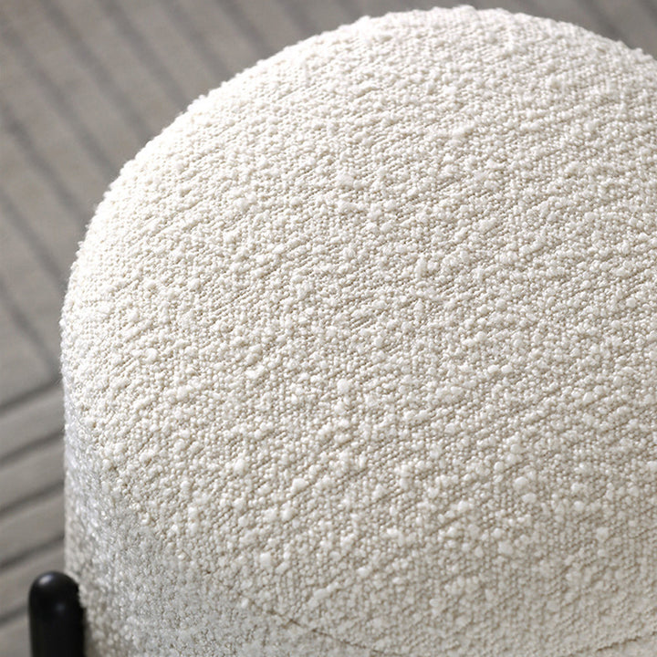 Zeitgenössischer skandinavischer Sherpa-Fleece-Metall-Rundzylinder-Niedrighocker für das Wohnzimmer 