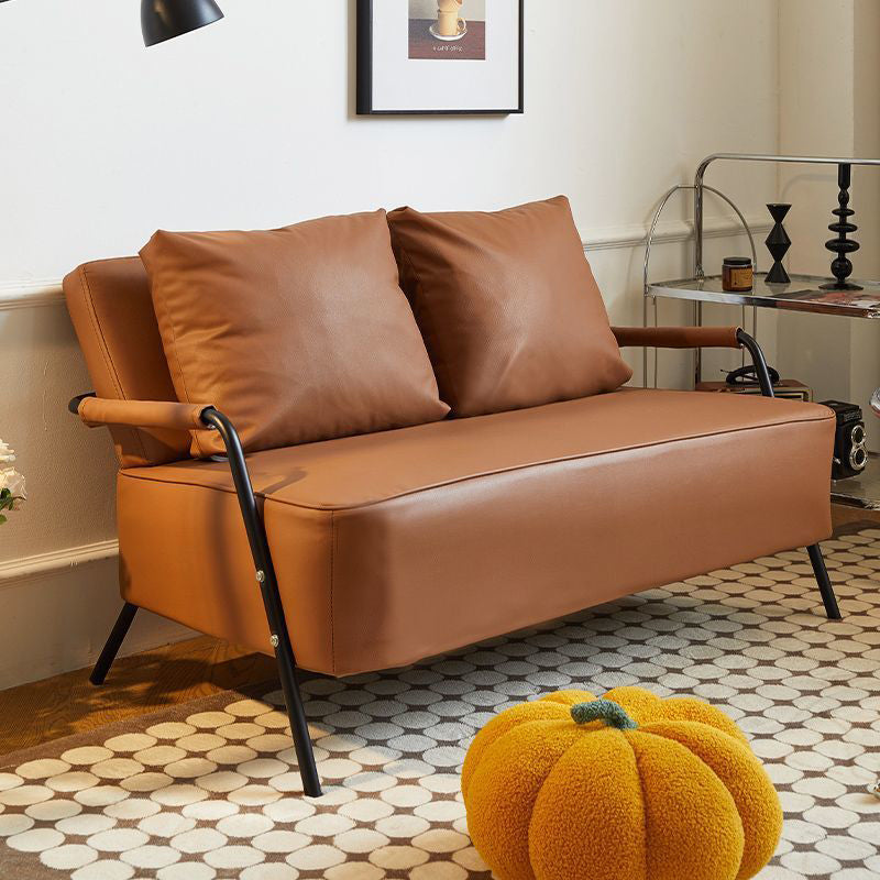 Traditional French Tech Fabric Cat Scratch Leather Metal Rectangular Curved Sofa 2-Seaters Backrest And Armrest For Living Room