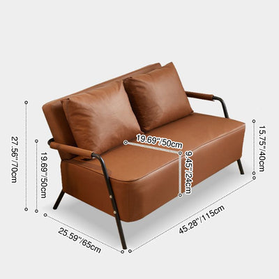 Traditional French Tech Fabric Cat Scratch Leather Metal Rectangular Curved Sofa 2-Seaters Backrest And Armrest For Living Room