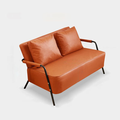 Traditional French Tech Fabric Cat Scratch Leather Metal Rectangular Curved Sofa 2-Seaters Backrest And Armrest For Living Room
