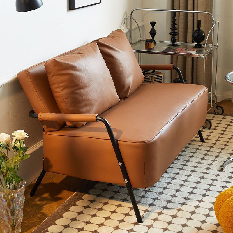 Traditional French Tech Fabric Cat Scratch Leather Metal Rectangular Curved Sofa 2-Seaters Backrest And Armrest For Living Room