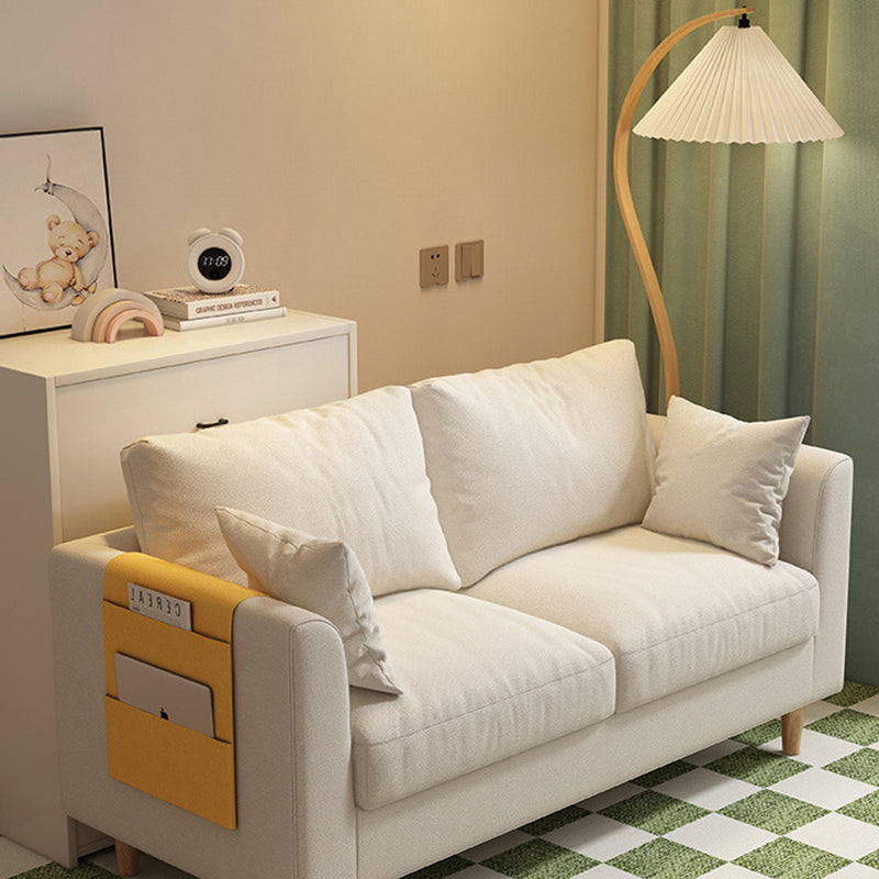 Modern Minimalist Flannel Solid Wood Rectangular Right Angle Sofa 2-Seater For Living Room
