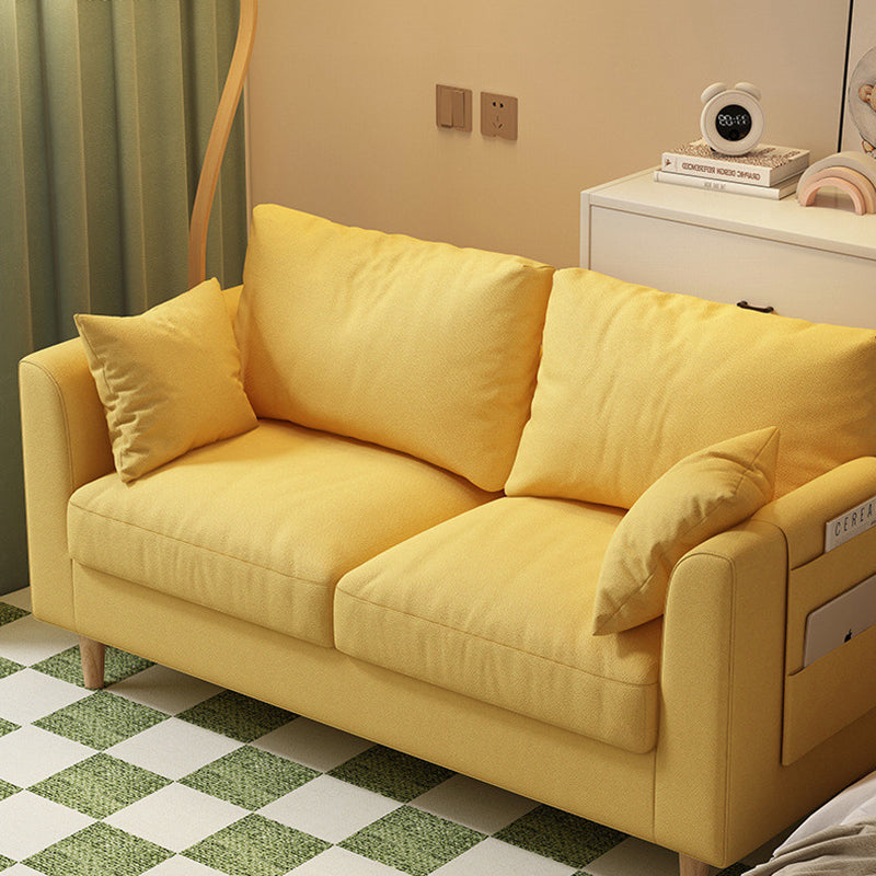 Modern Minimalist Flannel Solid Wood Rectangular Right Angle Sofa 2-Seater For Living Room
