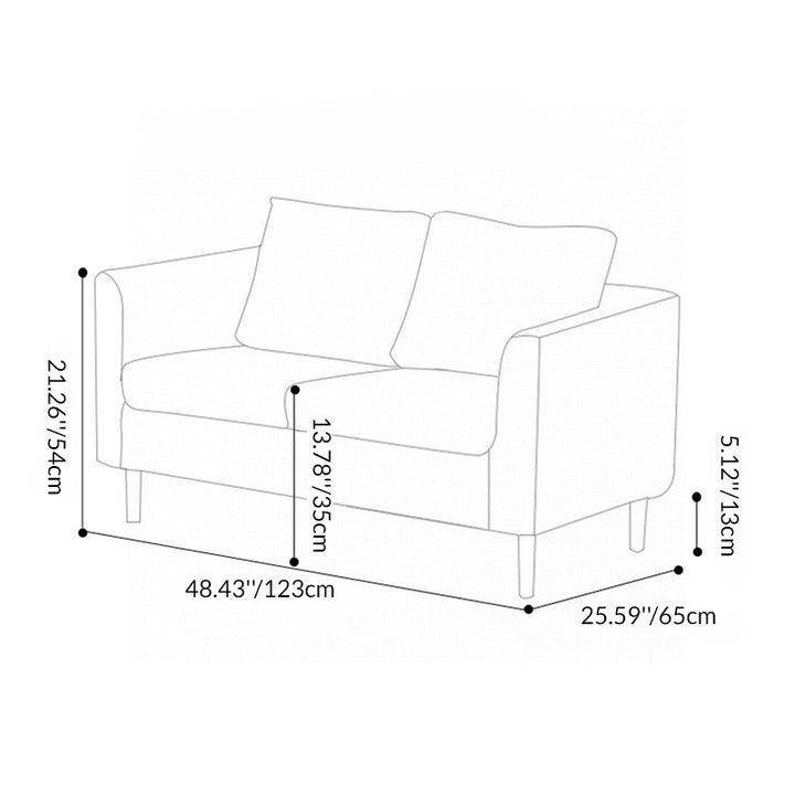 Canapé 2 places rectangulaire à angle droit en bois massif et flanelle, style minimaliste moderne, pour salon 