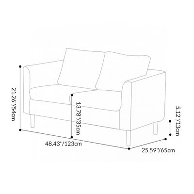 Modern Minimalist Flannel Solid Wood Rectangular Right Angle Sofa 2-Seater For Living Room