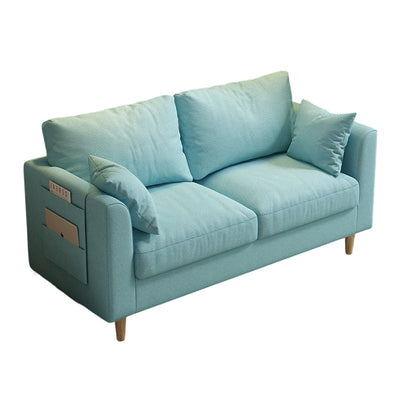 Modern Minimalist Flannel Solid Wood Rectangular Right Angle Sofa 2-Seater For Living Room