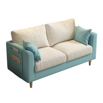 Modern Minimalist Flannel Solid Wood Rectangular Right Angle Sofa 2-Seater For Living Room