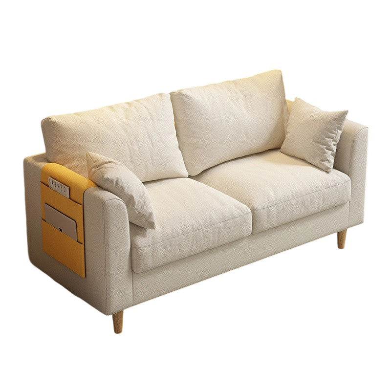 Modern Minimalist Flannel Solid Wood Rectangular Right Angle Sofa 2-Seater For Living Room