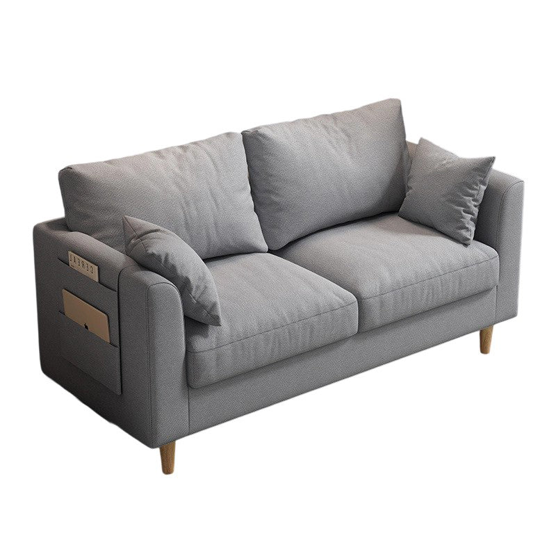 Modern Minimalist Flannel Solid Wood Rectangular Right Angle Sofa 2-Seater For Living Room