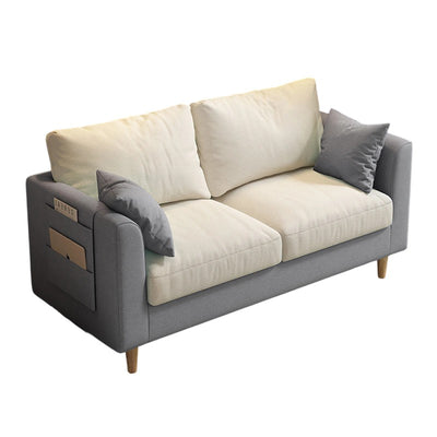 Modern Minimalist Flannel Solid Wood Rectangular Right Angle Sofa 2-Seater For Living Room