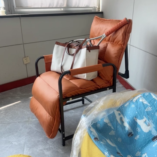 Contemporary Scandinavian Tech Fabric Metal Rounded Rectangular Accent Chair With Armrest And Backrest For Home Office