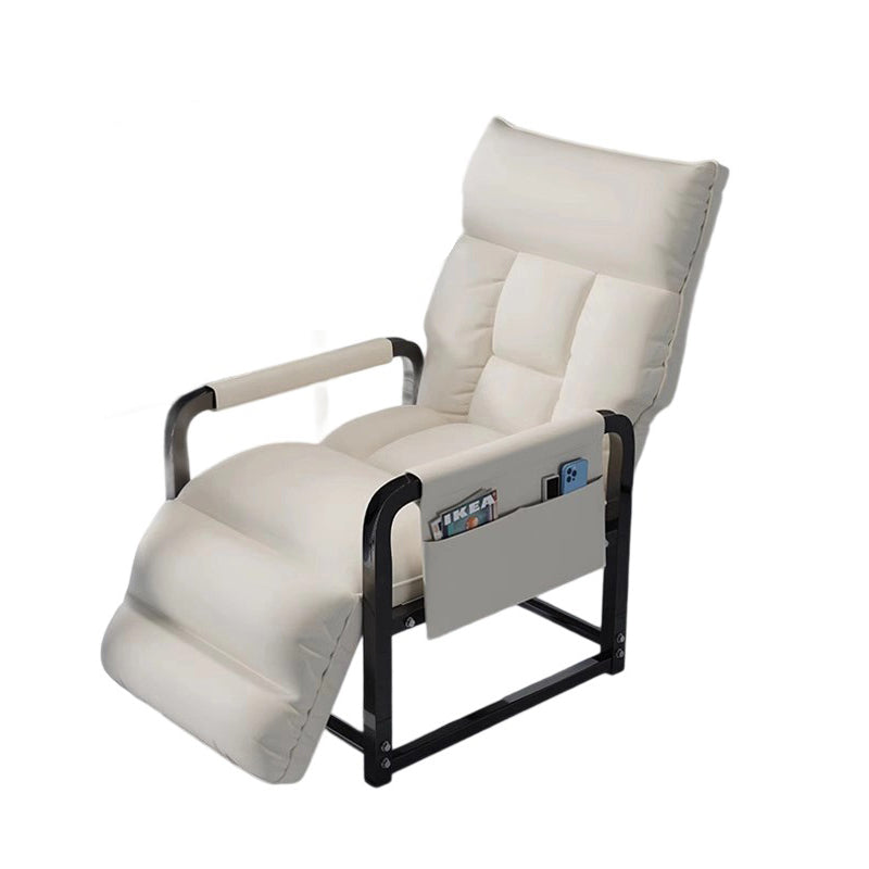 Contemporary Scandinavian Tech Fabric Metal Rounded Rectangular Accent Chair With Armrest And Backrest For Home Office