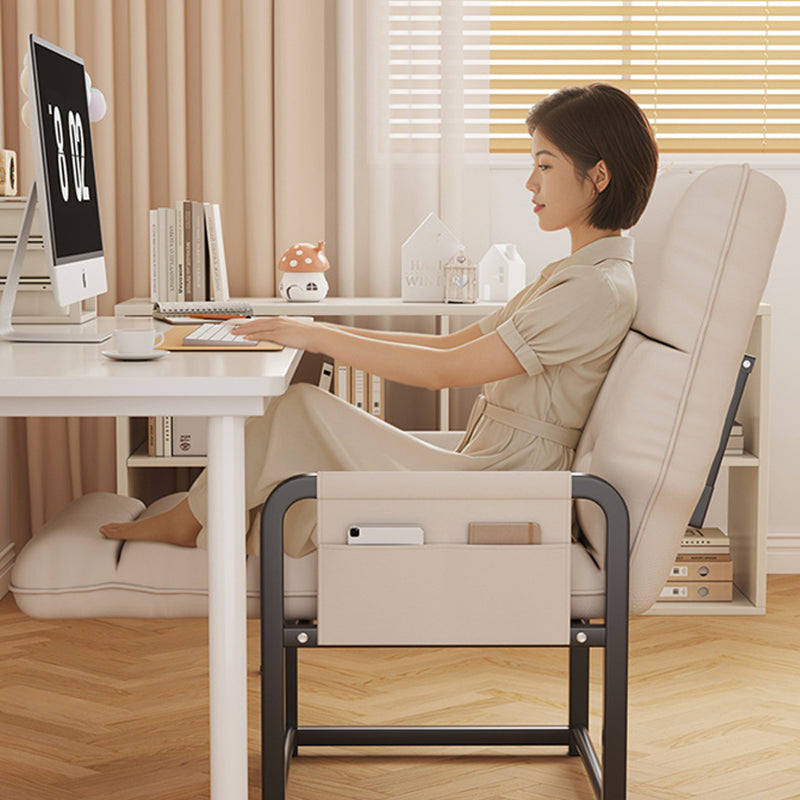 Contemporary Scandinavian Tech Fabric Metal Rounded Rectangular Accent Chair With Armrest And Backrest For Home Office