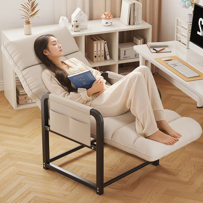 Contemporary Scandinavian Tech Fabric Metal Rounded Rectangular Accent Chair With Armrest And Backrest For Home Office