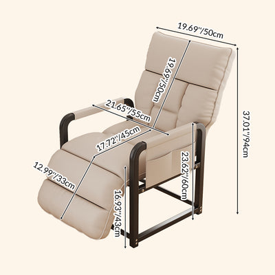 Contemporary Scandinavian Tech Fabric Metal Rounded Rectangular Accent Chair With Armrest And Backrest For Home Office