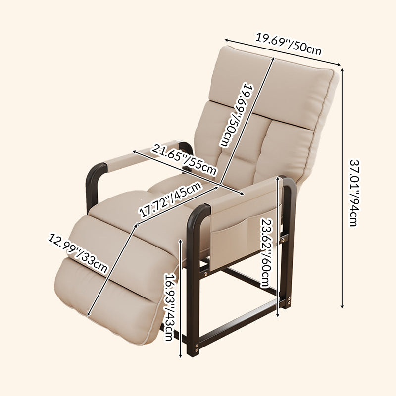 Contemporary Scandinavian Tech Fabric Metal Rounded Rectangular Accent Chair With Armrest And Backrest For Home Office