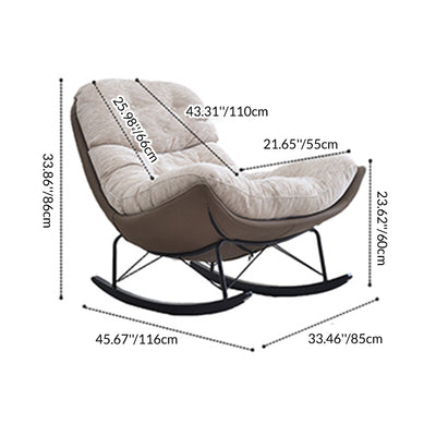 Contemporary Creative Eco Leather Suede Carbon Steel Oak Curved Semi-Enclosed Accent Chair With Backrest For Living Room