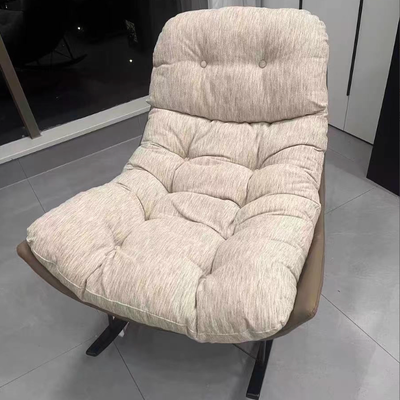 Contemporary Creative Eco Leather Suede Carbon Steel Oak Curved Semi-Enclosed Accent Chair With Backrest For Living Room