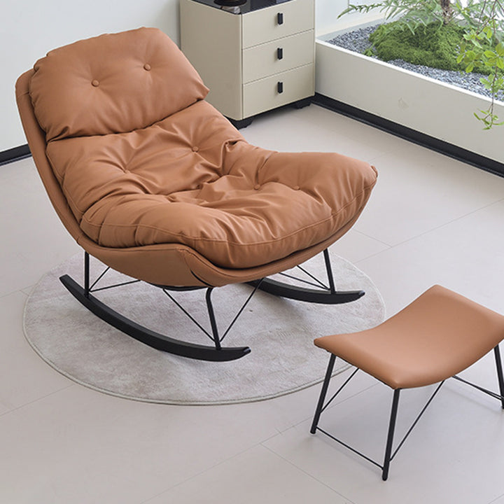 Chaise d'appoint contemporaine en cuir écologique créatif, suède, acier au carbone, chêne, courbée, semi-fermée, avec dossier pour salon 