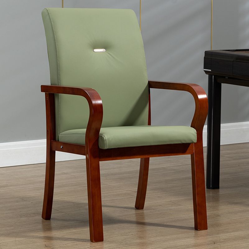 Contemporary Creative Cat Scratch Resistant Leather Solid Wood Curved Rectangular Accent Chair Backrest And Armrests For Living Room