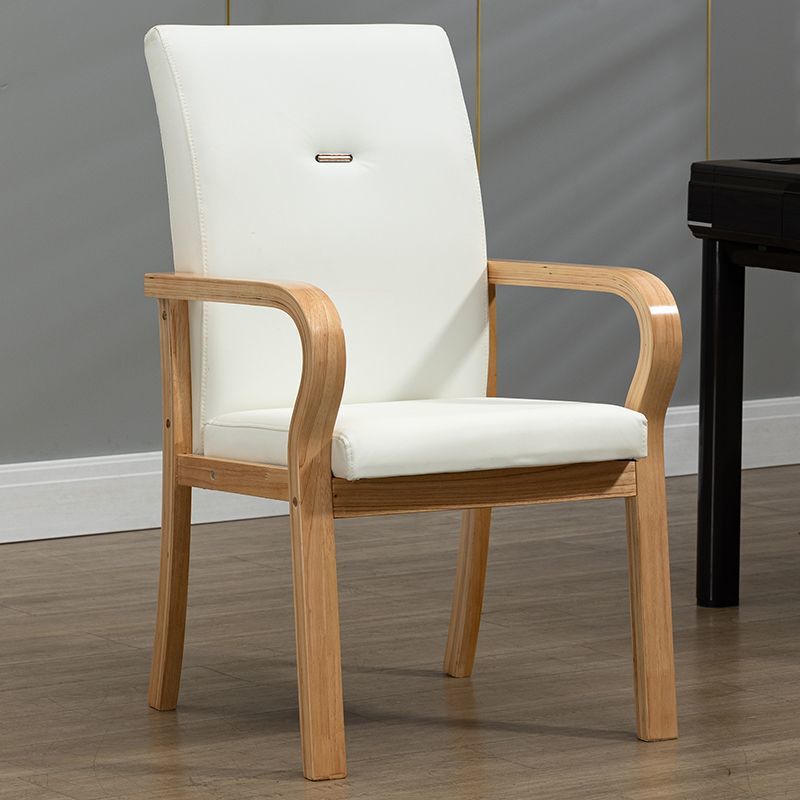 Contemporary Creative Cat Scratch Resistant Leather Solid Wood Curved Rectangular Accent Chair Backrest And Armrests For Living Room