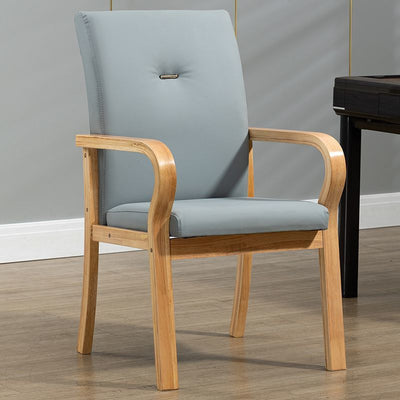 Contemporary Creative Cat Scratch Resistant Leather Solid Wood Curved Rectangular Accent Chair Backrest And Armrests For Living Room