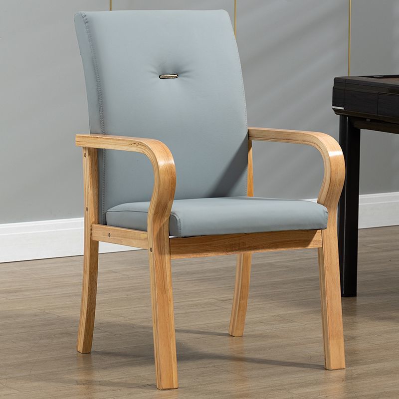 Contemporary Creative Cat Scratch Resistant Leather Solid Wood Curved Rectangular Accent Chair Backrest And Armrests For Living Room