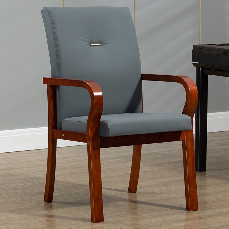 Contemporary Creative Cat Scratch Resistant Leather Solid Wood Curved Rectangular Accent Chair Backrest And Armrests For Living Room