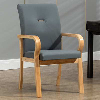 Contemporary Creative Cat Scratch Resistant Leather Solid Wood Curved Rectangular Accent Chair Backrest And Armrests For Living Room