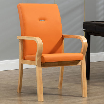 Contemporary Creative Cat Scratch Resistant Leather Solid Wood Curved Rectangular Accent Chair Backrest And Armrests For Living Room