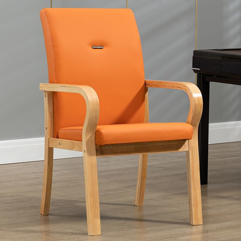 Contemporary Creative Cat Scratch Resistant Leather Solid Wood Curved Rectangular Accent Chair Backrest And Armrests For Living Room