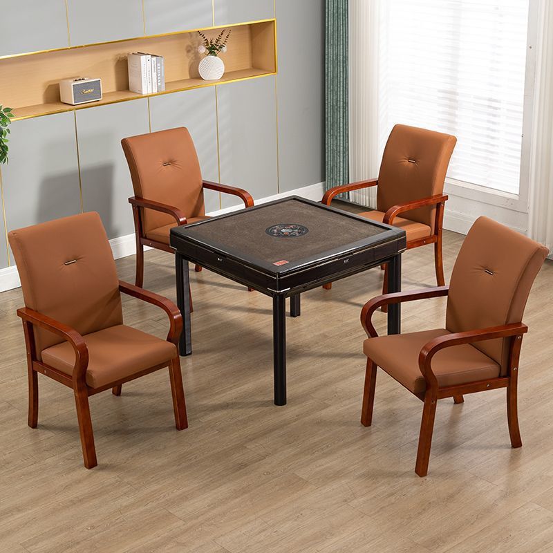 Contemporary Creative Cat Scratch Resistant Leather Solid Wood Curved Rectangular Accent Chair Backrest And Armrests For Living Room