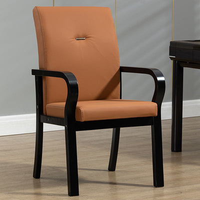Contemporary Creative Cat Scratch Resistant Leather Solid Wood Curved Rectangular Accent Chair Backrest And Armrests For Living Room