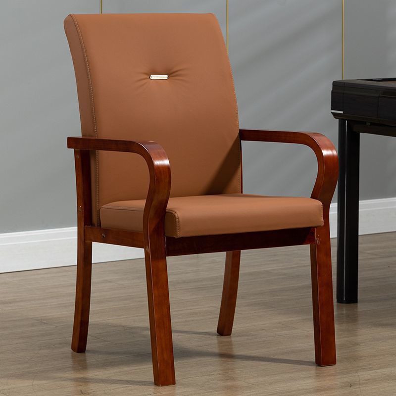 Contemporary Creative Cat Scratch Resistant Leather Solid Wood Curved Rectangular Accent Chair Backrest And Armrests For Living Room