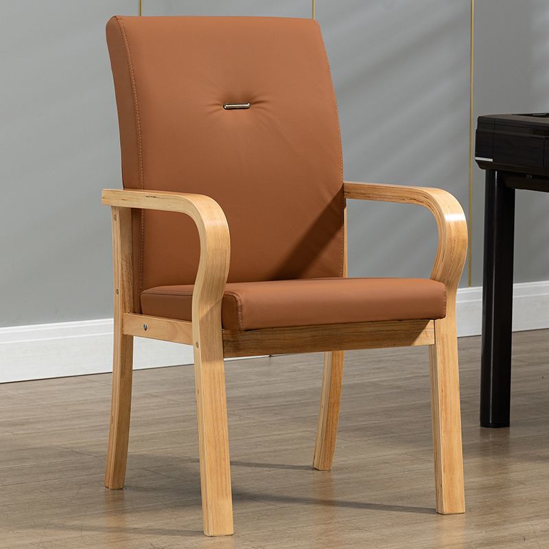 Contemporary Creative Cat Scratch Resistant Leather Solid Wood Curved Rectangular Accent Chair Backrest And Armrests For Living Room