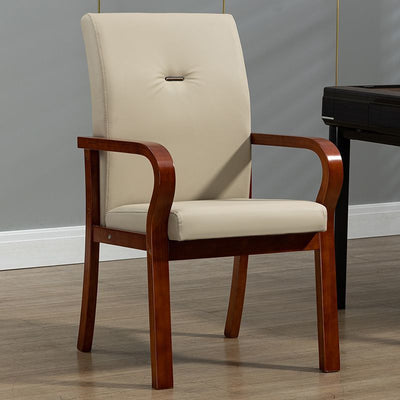 Contemporary Creative Cat Scratch Resistant Leather Solid Wood Curved Rectangular Accent Chair Backrest And Armrests For Living Room