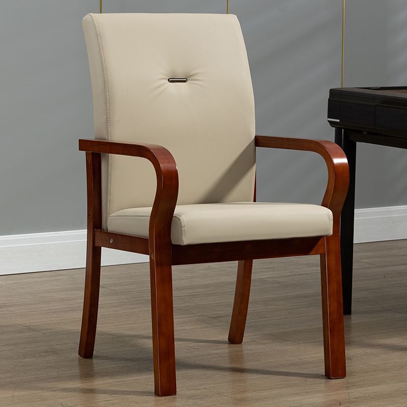 Contemporary Creative Cat Scratch Resistant Leather Solid Wood Curved Rectangular Accent Chair Backrest And Armrests For Living Room
