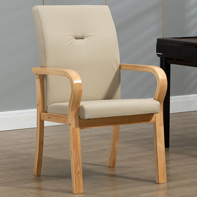 Contemporary Creative Cat Scratch Resistant Leather Solid Wood Curved Rectangular Accent Chair Backrest And Armrests For Living Room