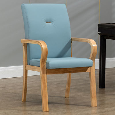 Contemporary Creative Cat Scratch Resistant Leather Solid Wood Curved Rectangular Accent Chair Backrest And Armrests For Living Room