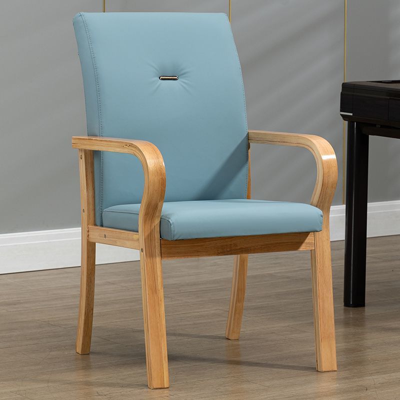 Contemporary Creative Cat Scratch Resistant Leather Solid Wood Curved Rectangular Accent Chair Backrest And Armrests For Living Room