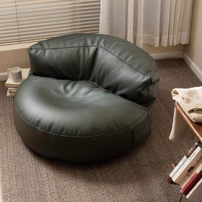 Contemporary Scandinavian Microfiber Leather EPS Round Curved Accent Chair With Backrest For Living Room