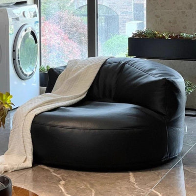 Contemporary Scandinavian Microfiber Leather EPS Round Curved Accent Chair With Backrest For Living Room