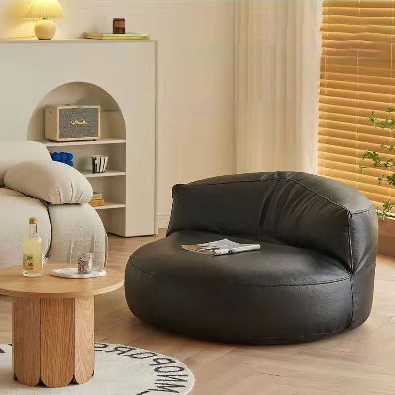 Contemporary Scandinavian Microfiber Leather EPS Round Curved Accent Chair With Backrest For Living Room